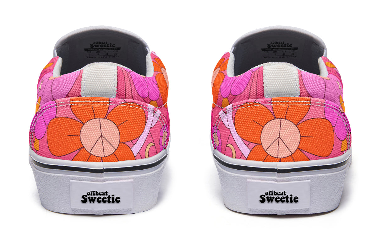 Molly's Orange Pink Daisies Slip Ons