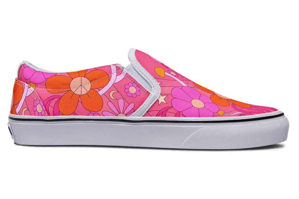 Molly's Orange Pink Daisies Slip Ons