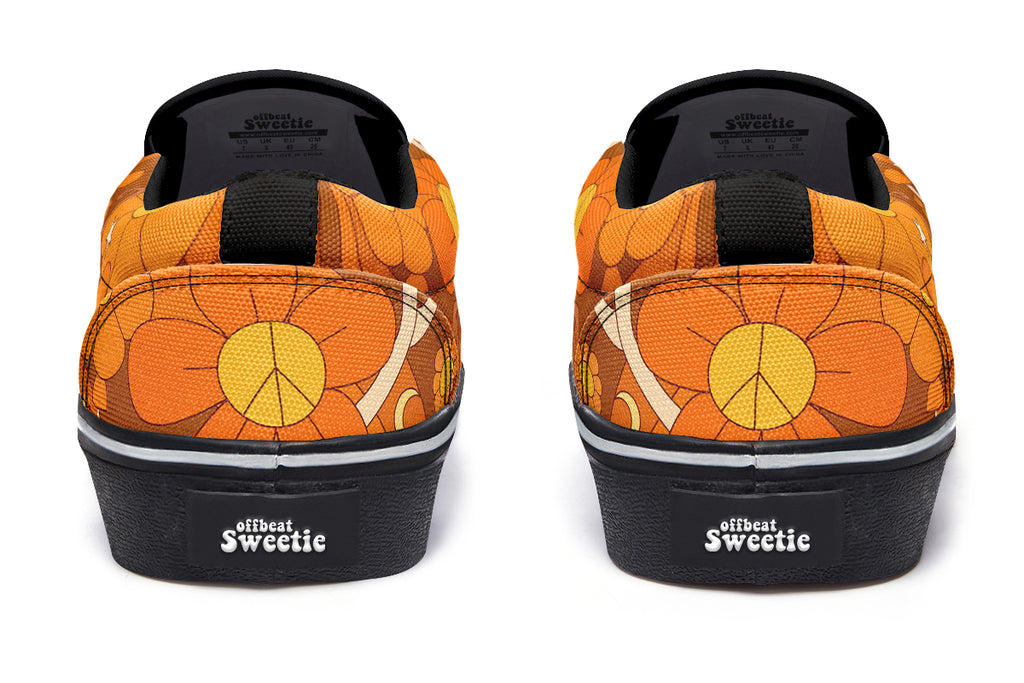 Molly's Orange Retro Daisies Slip Ons