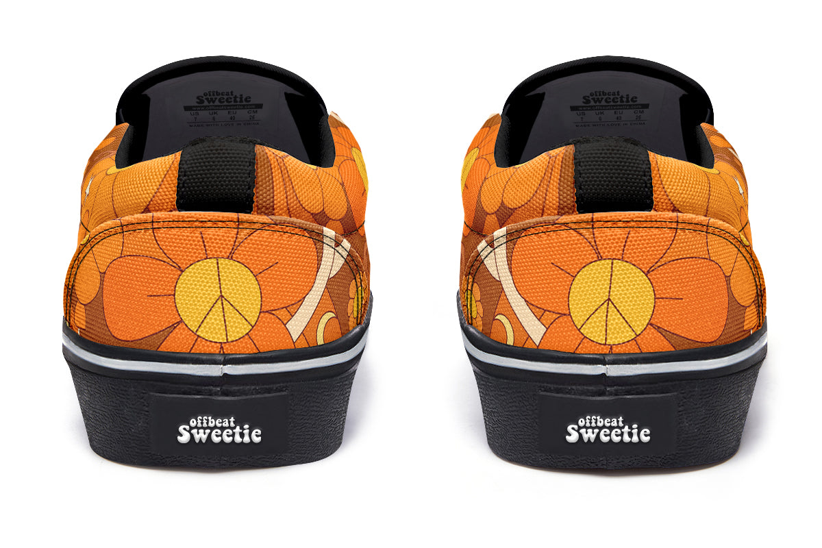 Molly's Orange Retro Daisies Slip Ons