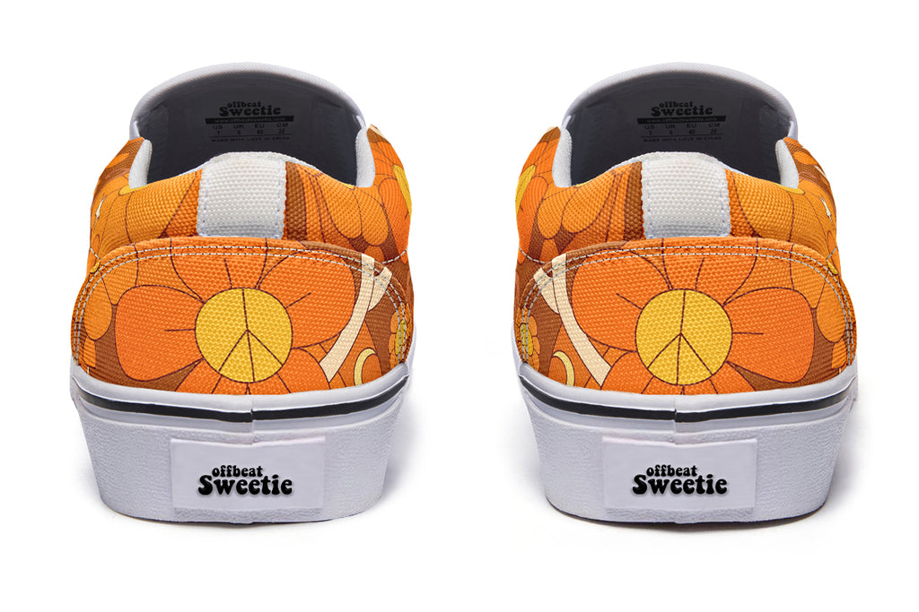 Molly's Orange Retro Daisies Slip Ons