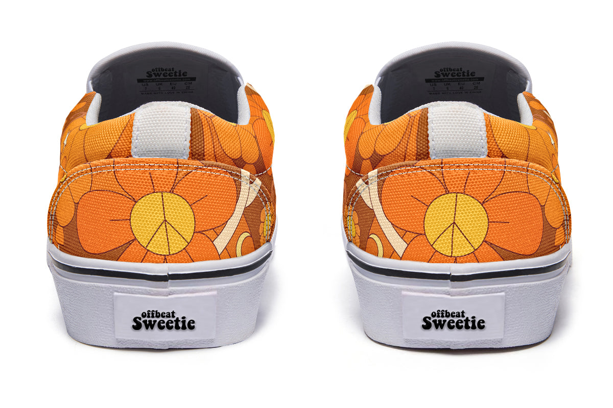 Molly's Orange Retro Daisies Slip Ons