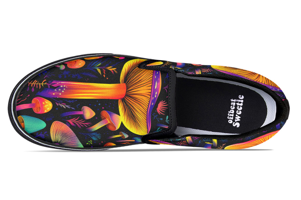 Neon Mushrooms Slip Ons - Offbeat Sweetie