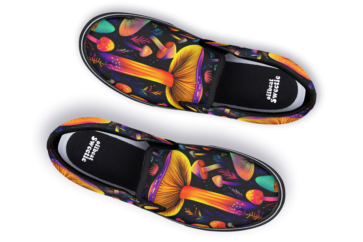 Neon Mushrooms Slip Ons - Offbeat Sweetie