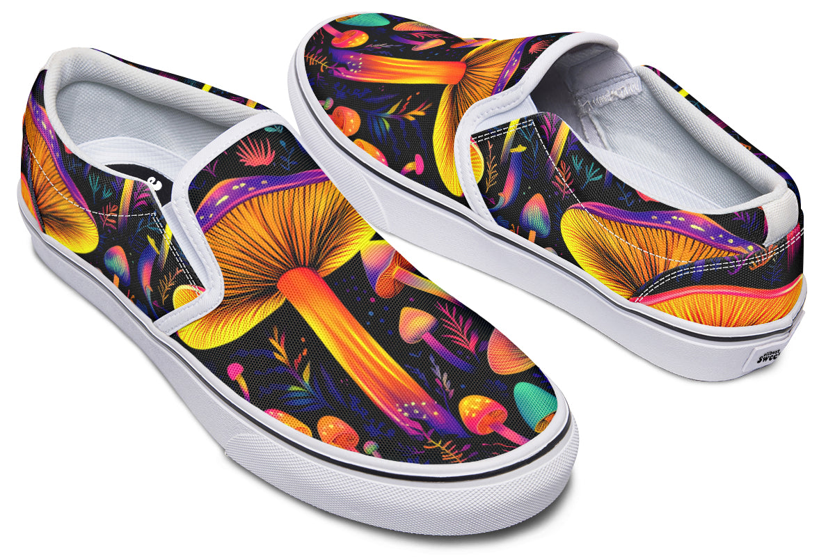 Neon Mushrooms Slip Ons - Offbeat Sweetie