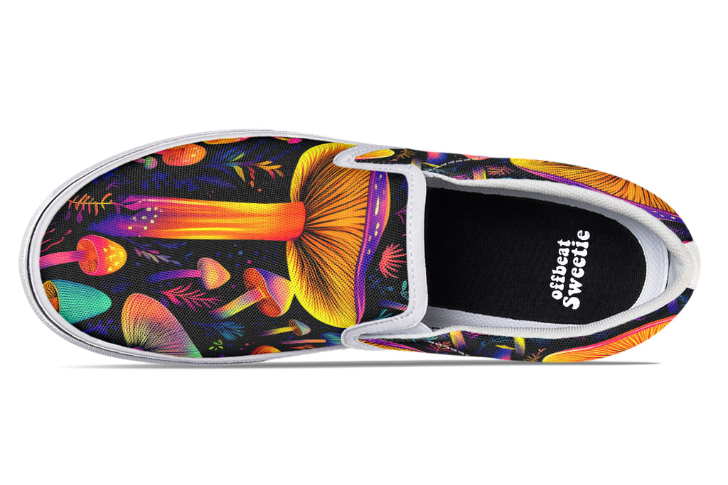 Neon Mushrooms Slip Ons - Offbeat Sweetie