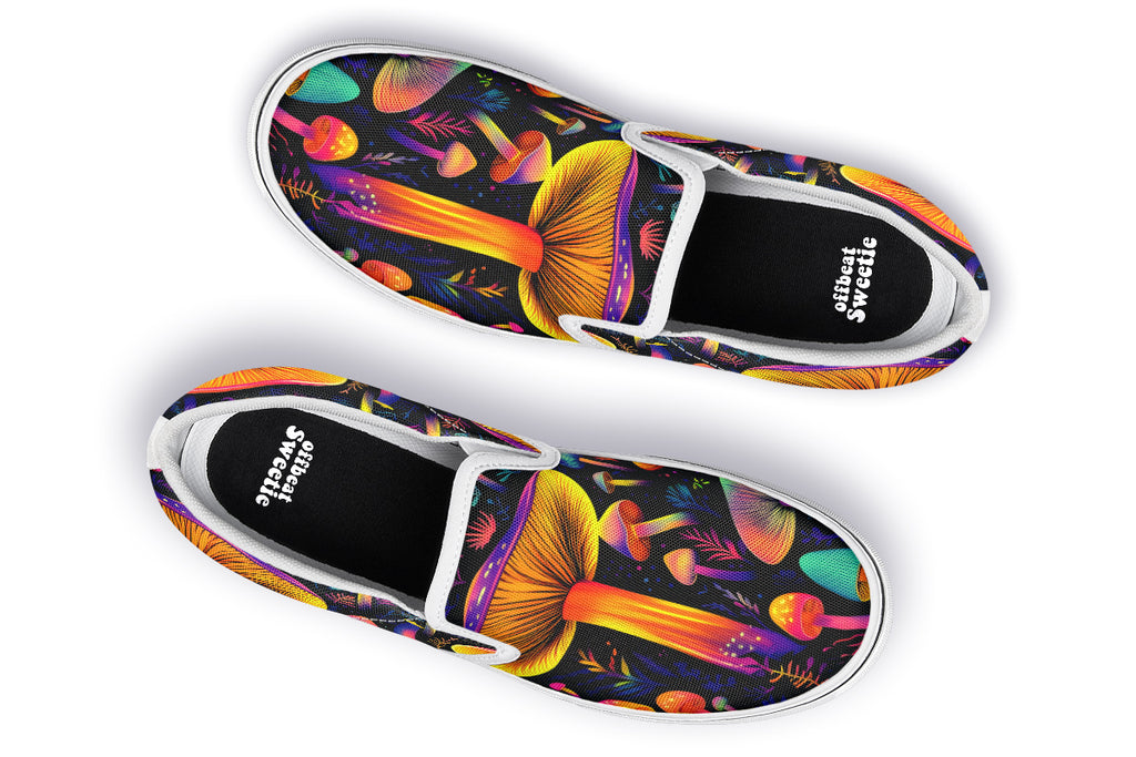 Neon Mushrooms Slip Ons - Offbeat Sweetie