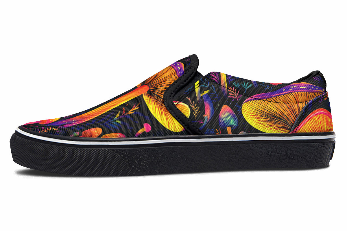 Neon Mushrooms Slip Ons - Offbeat Sweetie