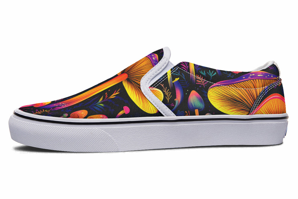 Neon Mushrooms Slip Ons - Offbeat Sweetie