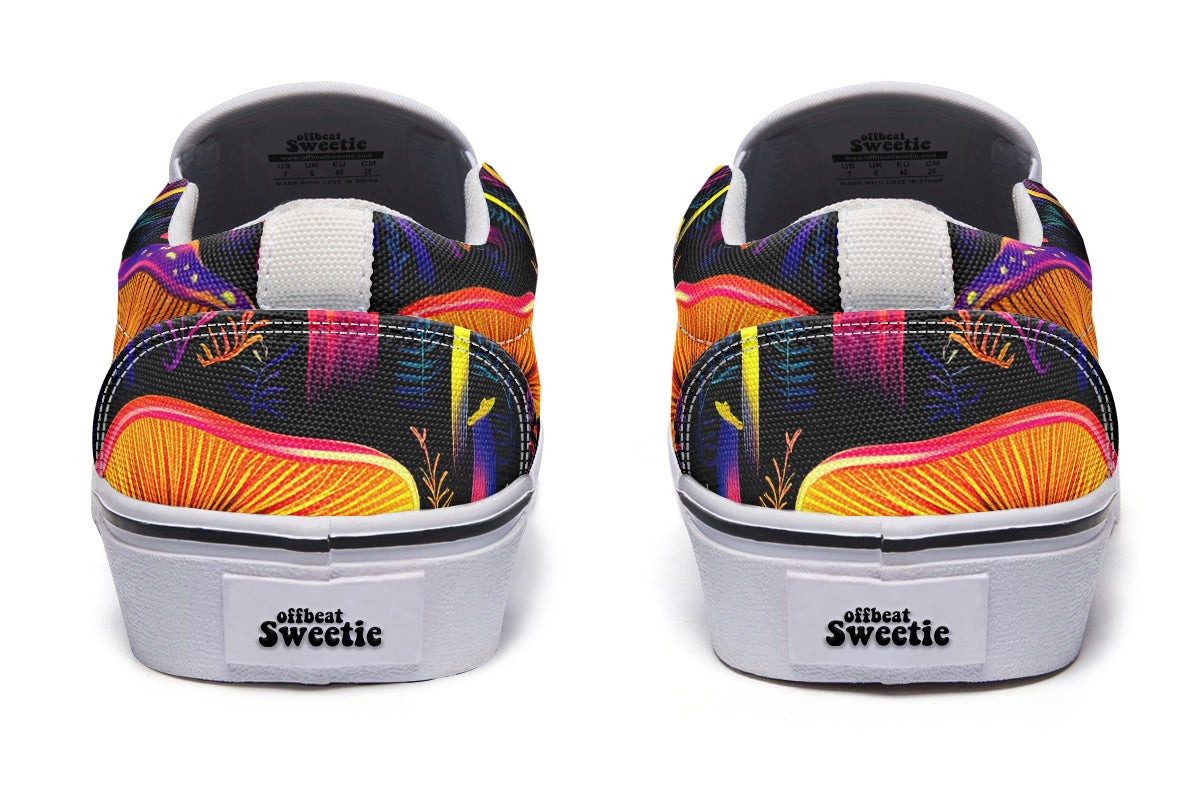 Neon Mushrooms Slip Ons - Offbeat Sweetie