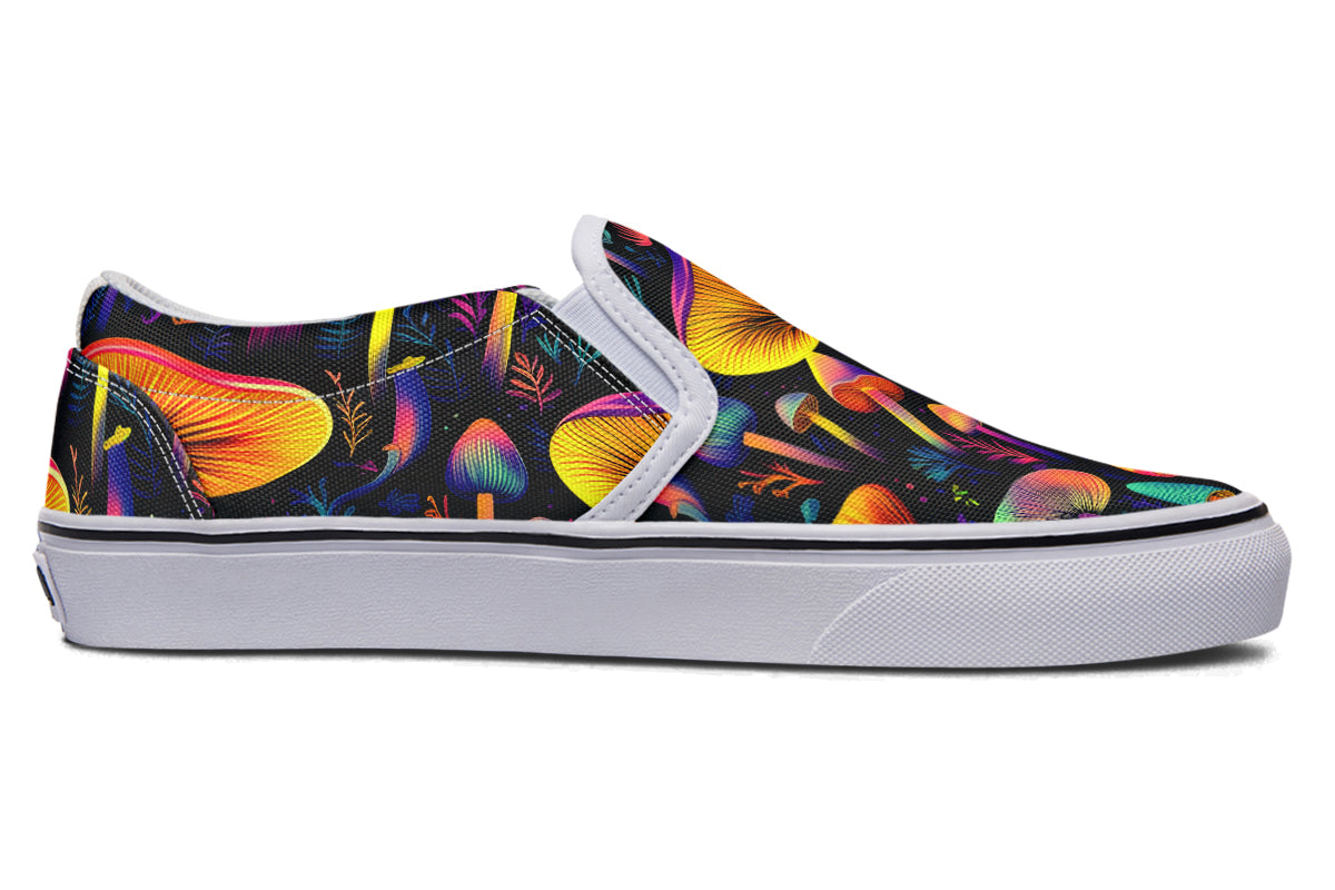 Neon Mushrooms Slip Ons - Offbeat Sweetie