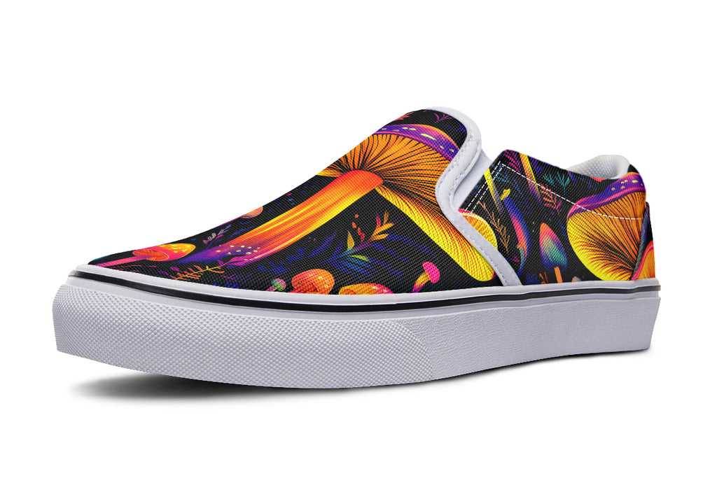Neon Mushrooms Slip Ons - Offbeat Sweetie