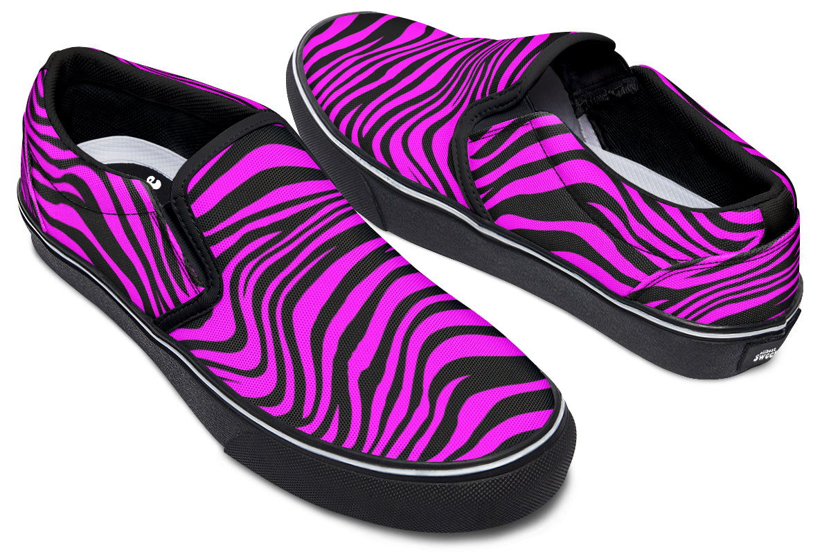Neon Zebra Fuchsia Slip Ons