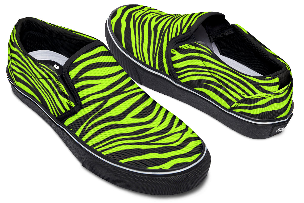 Neon Zebra Slip Ons - Offbeat Sweetie