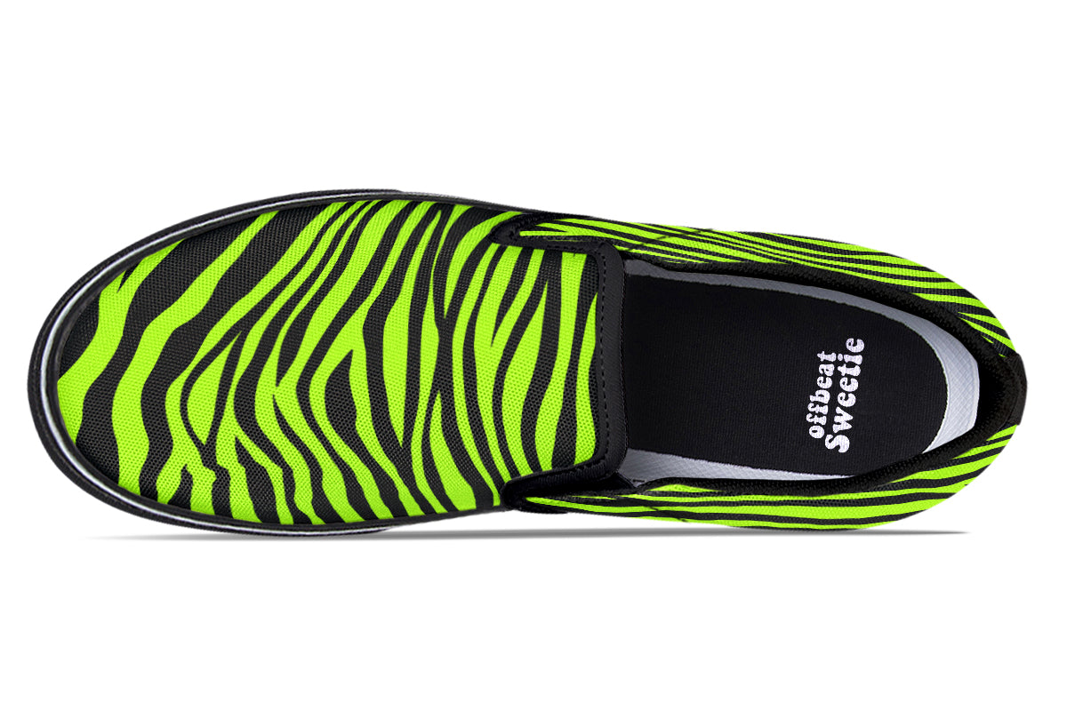 Neon Zebra Slip Ons - Offbeat Sweetie