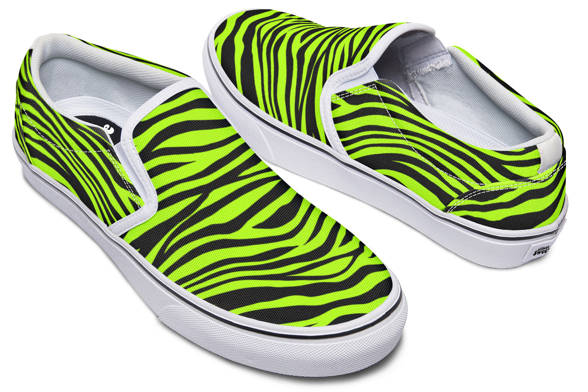 Neon Zebra Slip Ons - Offbeat Sweetie