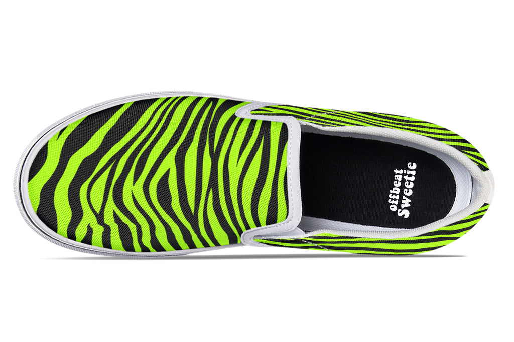 Neon Zebra Slip Ons - Offbeat Sweetie