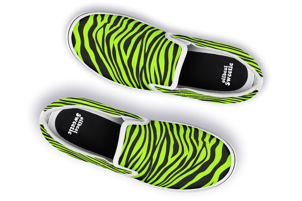 Neon Zebra Slip Ons - Offbeat Sweetie