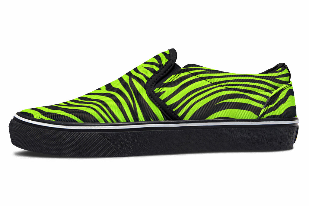 Neon Zebra Slip Ons - Offbeat Sweetie