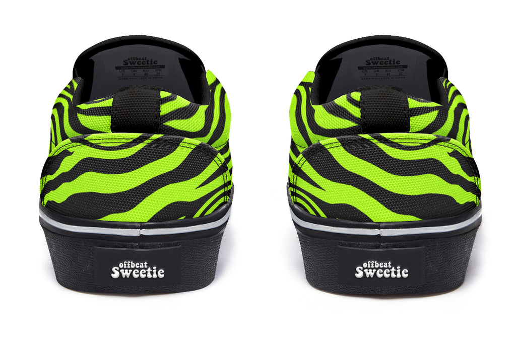 Neon Zebra Slip Ons - Offbeat Sweetie
