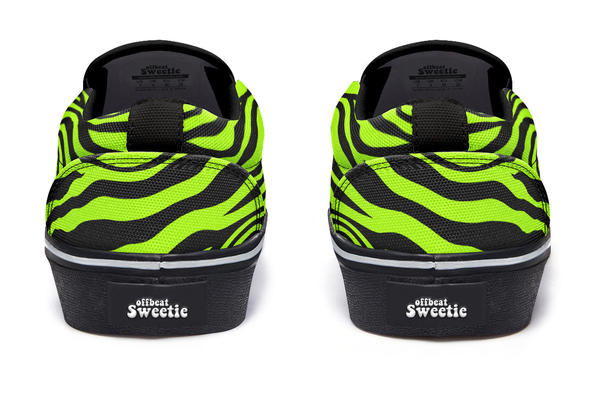 Neon Zebra Slip Ons - Offbeat Sweetie