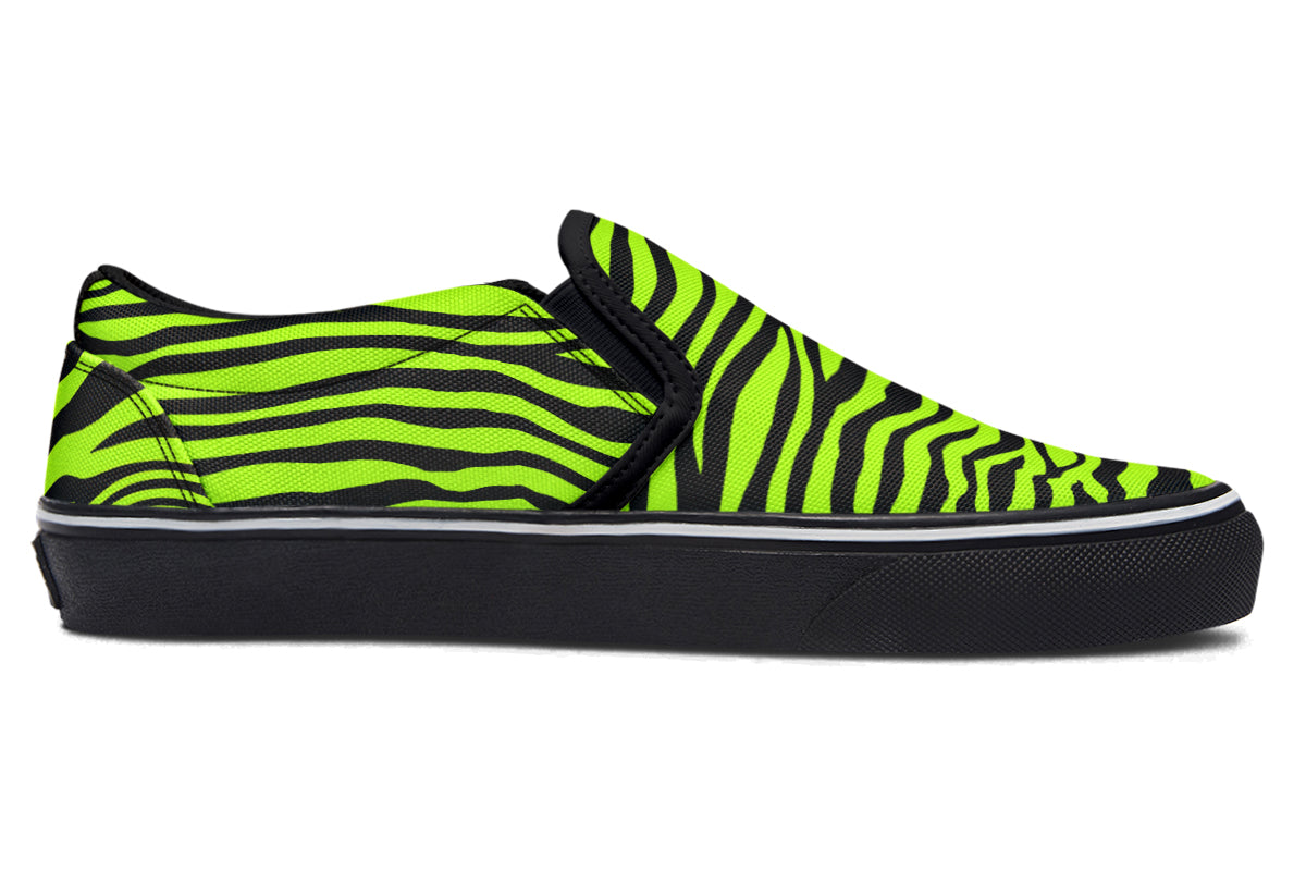 Neon Zebra Slip Ons - Offbeat Sweetie
