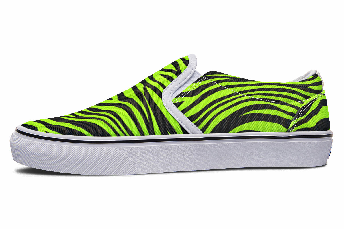 Neon Zebra Slip Ons - Offbeat Sweetie