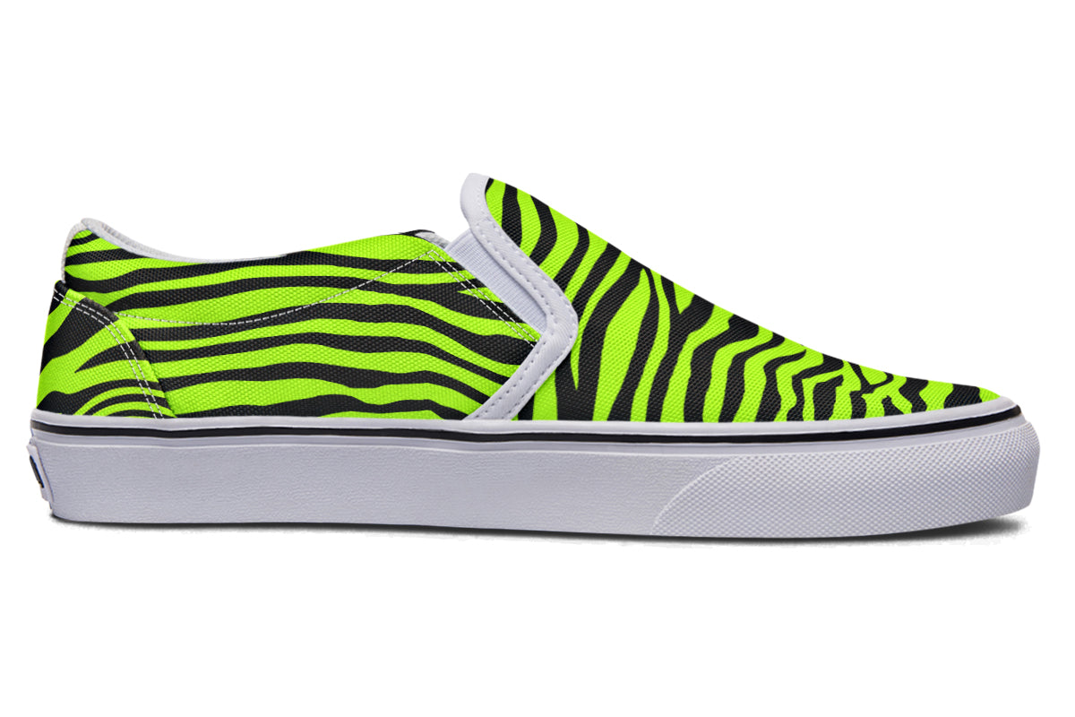 Neon Zebra Slip Ons - Offbeat Sweetie