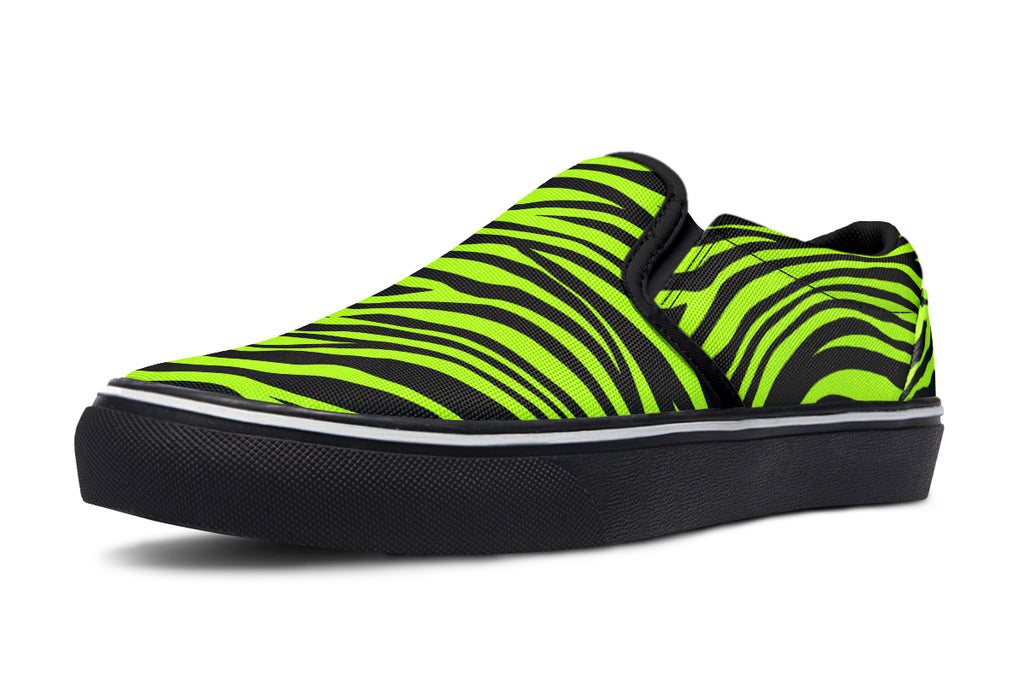 Neon Zebra Slip Ons - Offbeat Sweetie