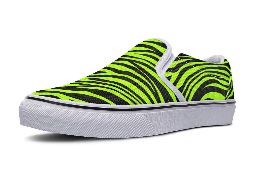 Neon Zebra Slip Ons - Offbeat Sweetie