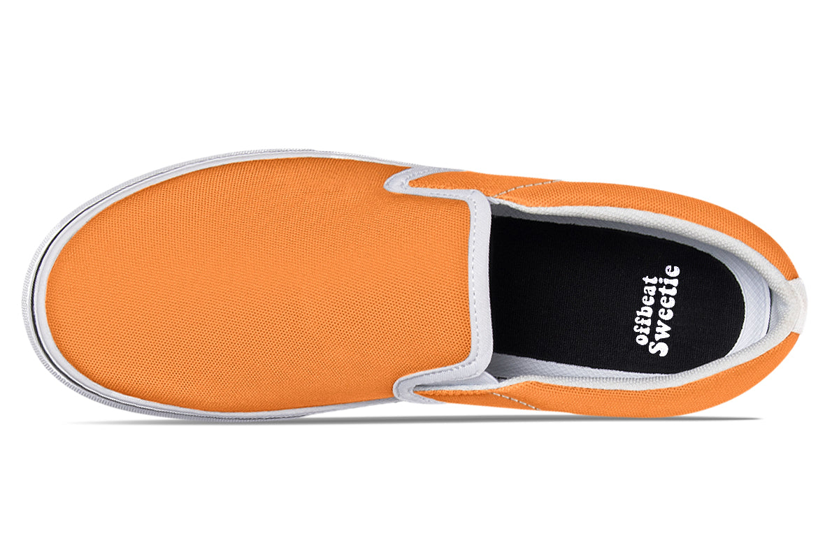 Orange and Green Mismatch Slip Ons - Offbeat Sweetie