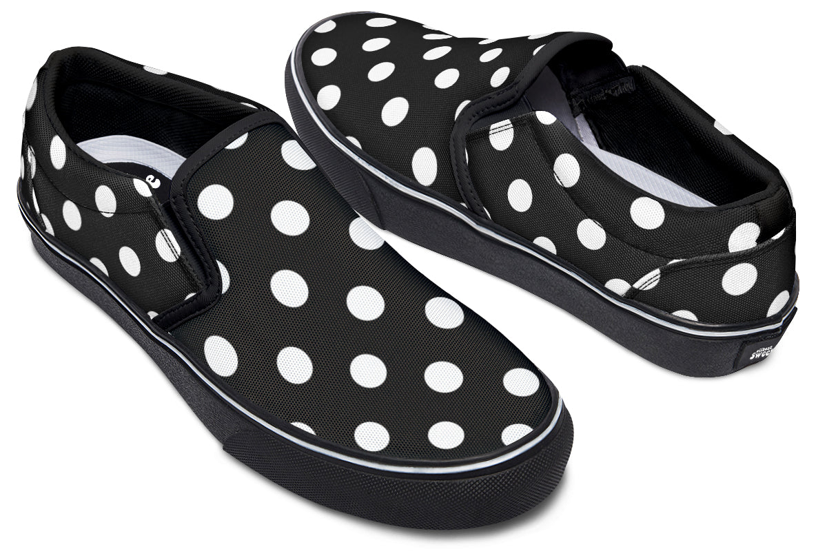 Paint It Black Polka Dot Slip Ons