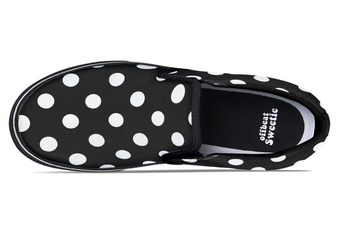 Paint It Black Polka Dot Slip Ons