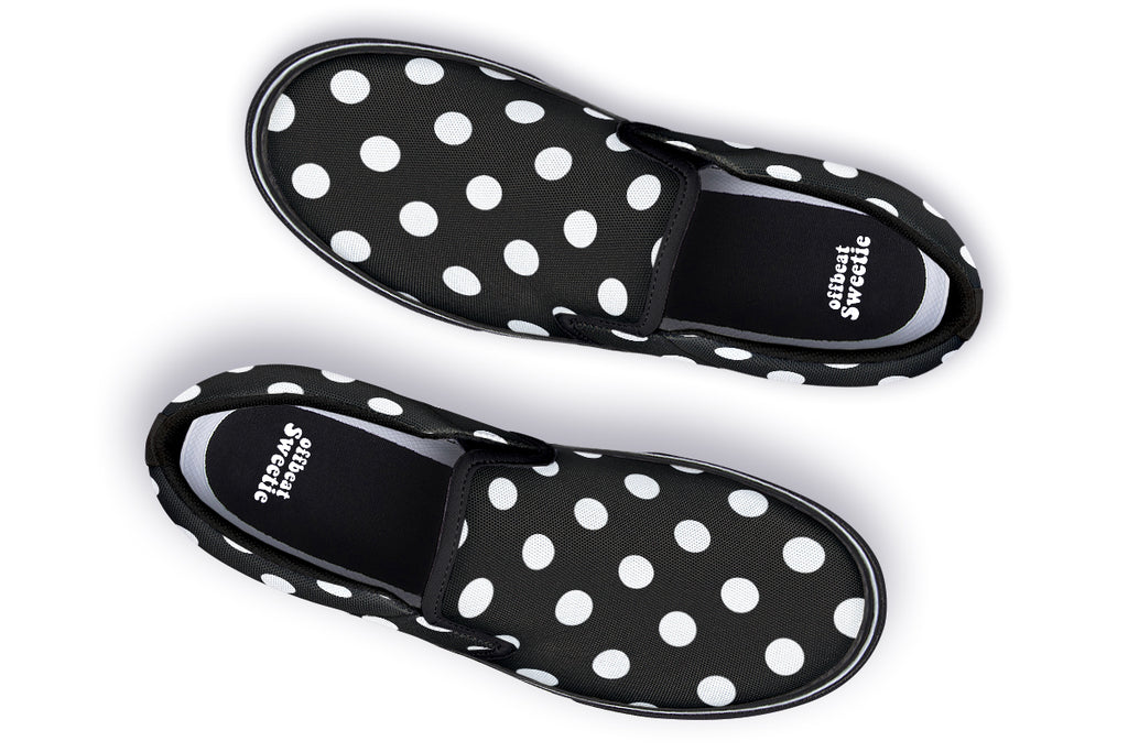 Paint It Black Polka Dot Slip Ons