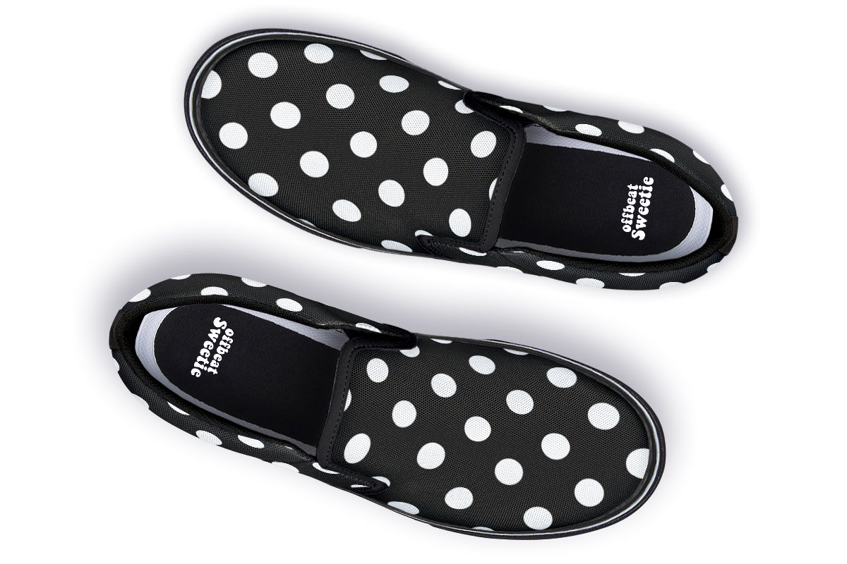 Paint It Black Polka Dot Slip Ons
