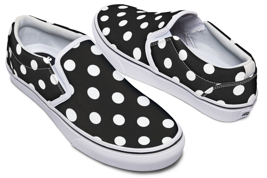 Paint It Black Polka Dot Slip Ons