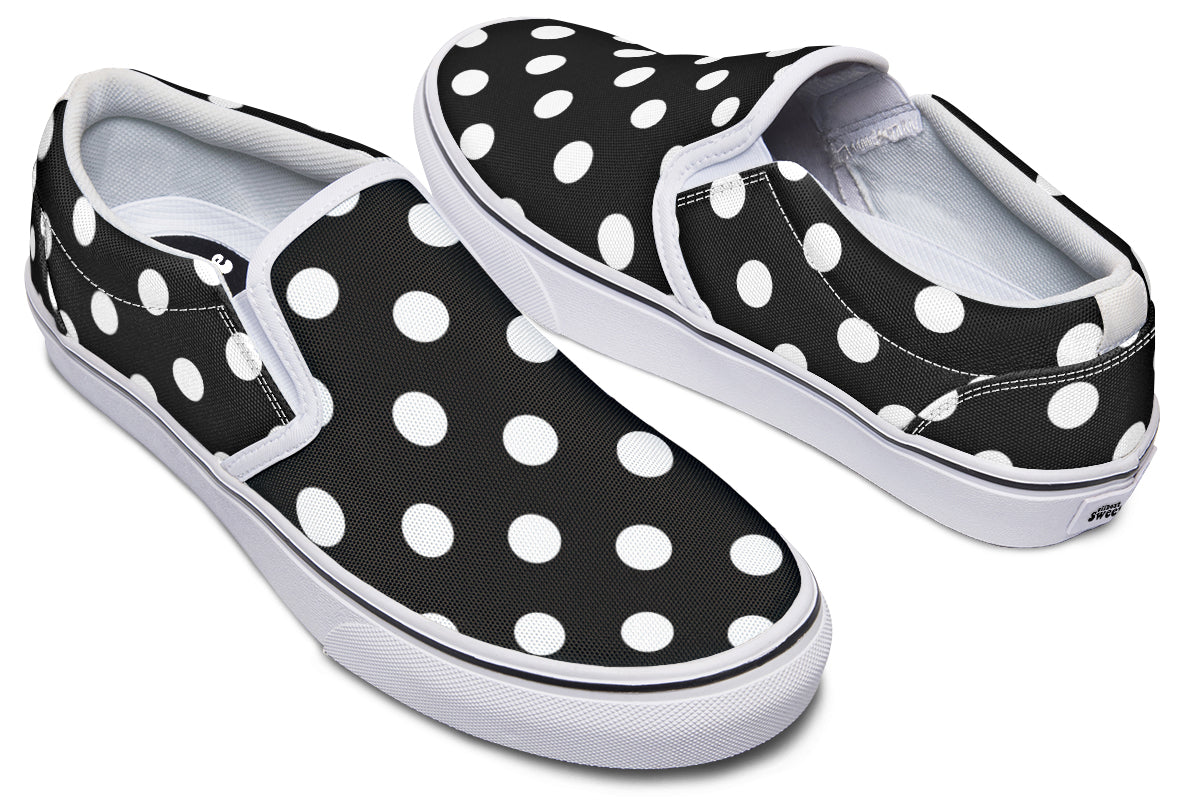 Paint It Black Polka Dot Slip Ons