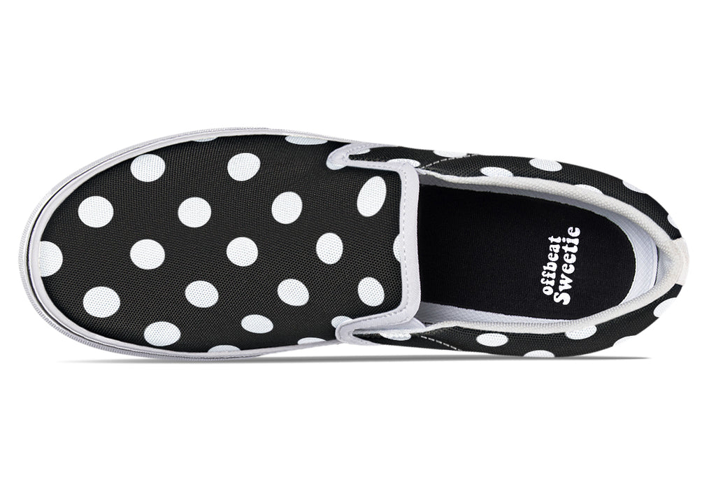 Paint It Black Polka Dot Slip Ons