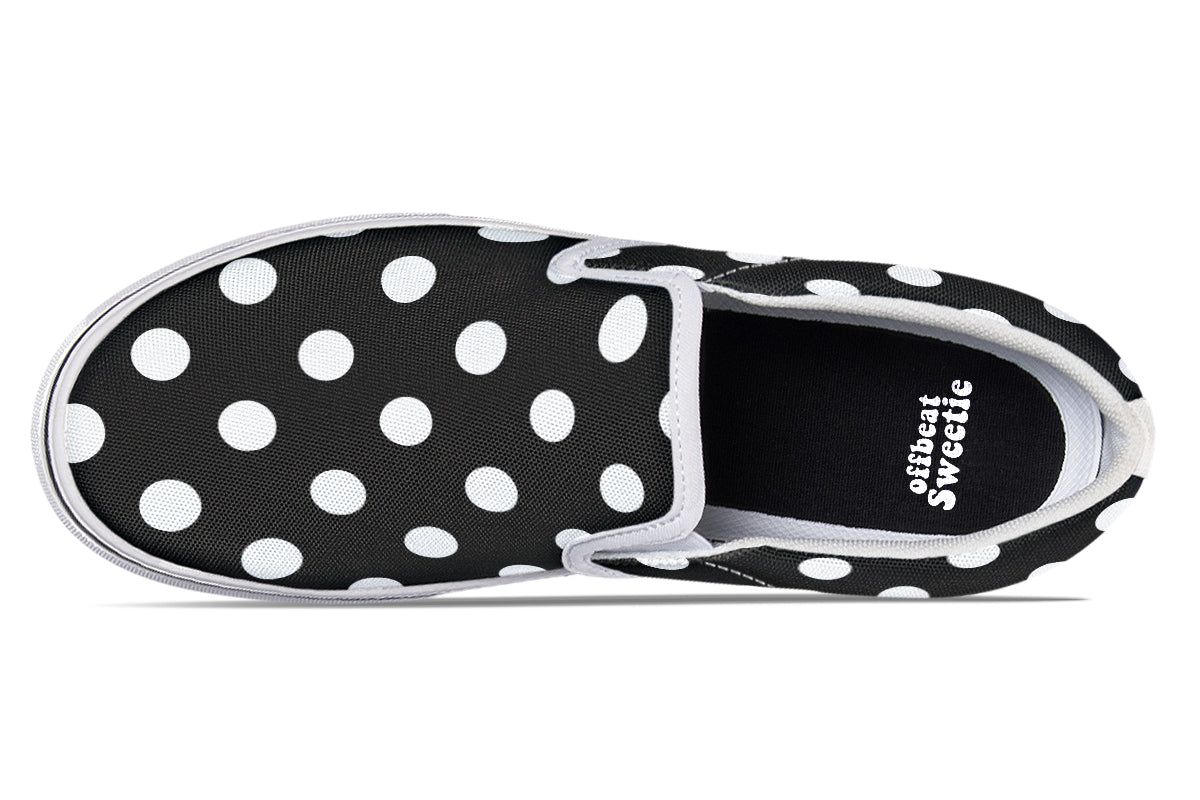 Paint It Black Polka Dot Slip Ons
