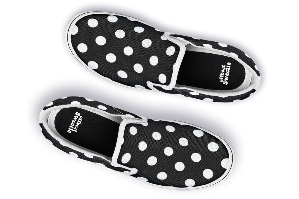 Paint It Black Polka Dot Slip Ons