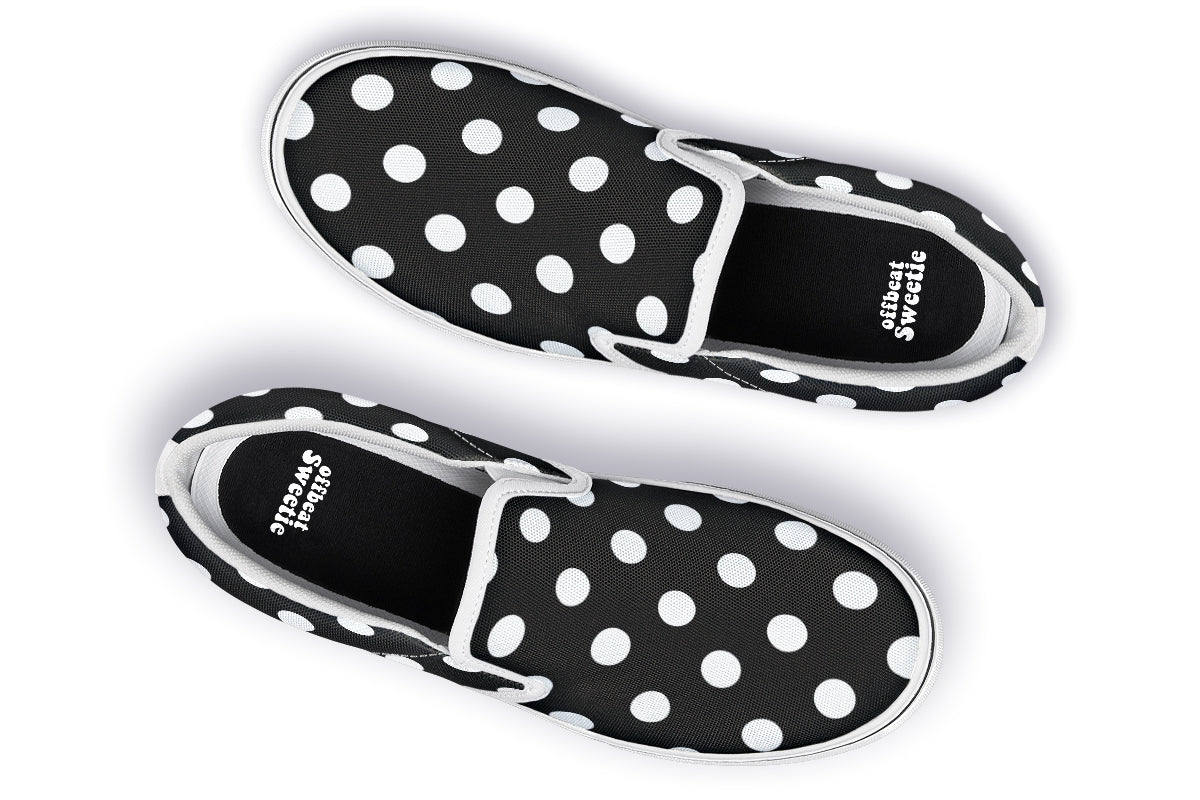 Paint It Black Polka Dot Slip Ons