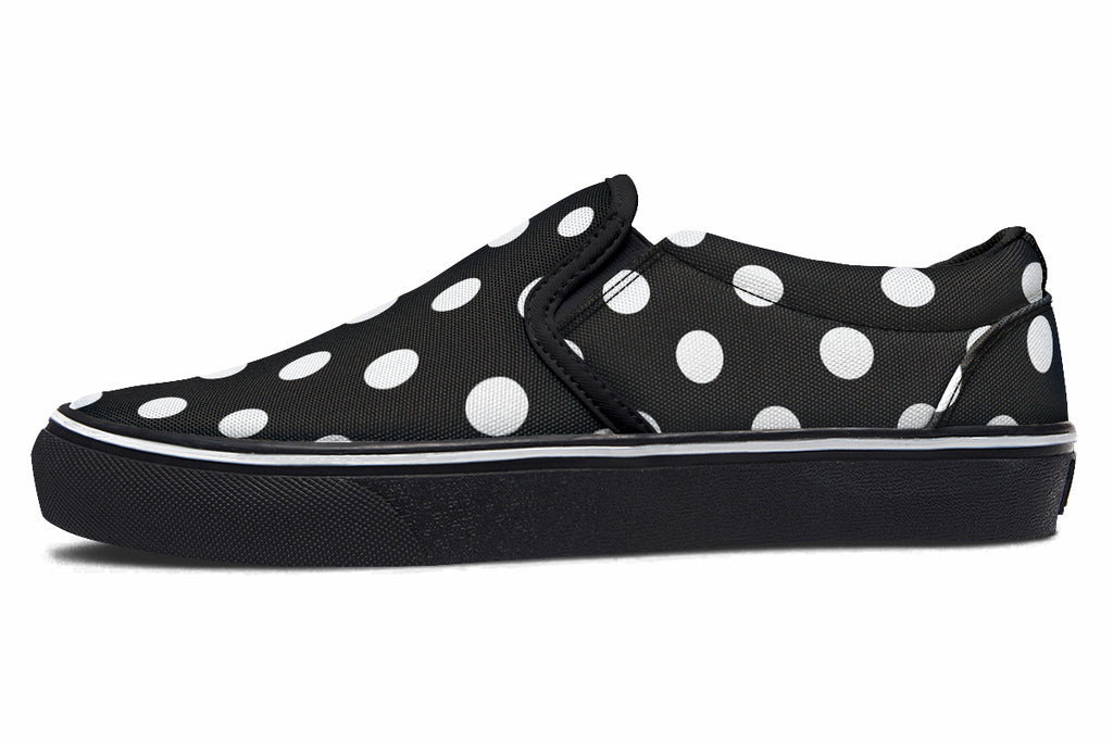 Paint It Black Polka Dot Slip Ons