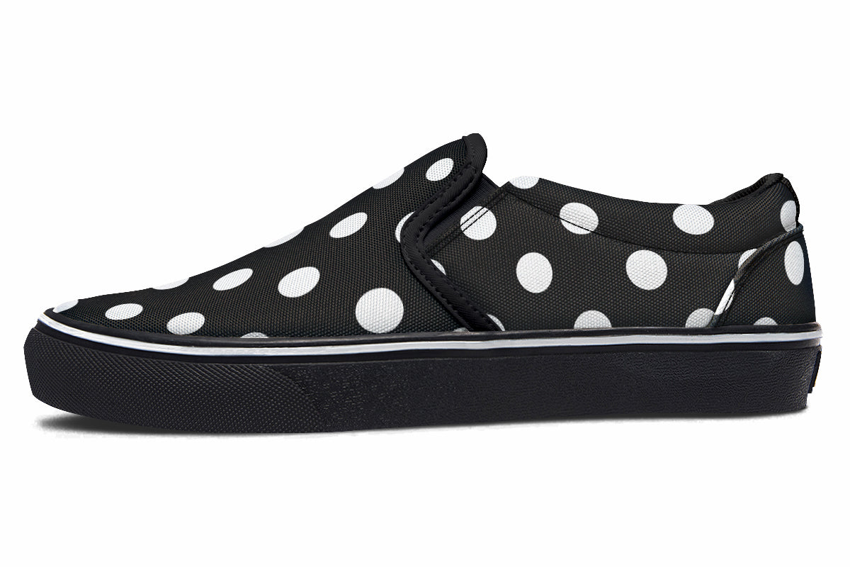 Paint It Black Polka Dot Slip Ons
