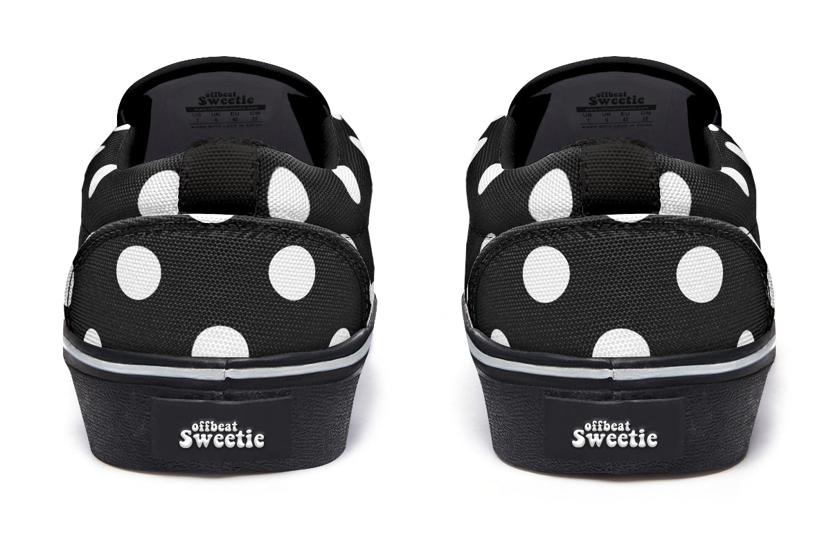 Paint It Black Polka Dot Slip Ons