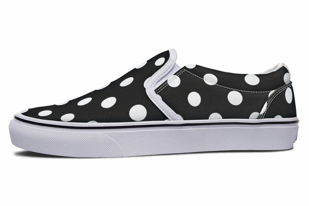 Paint It Black Polka Dot Slip Ons