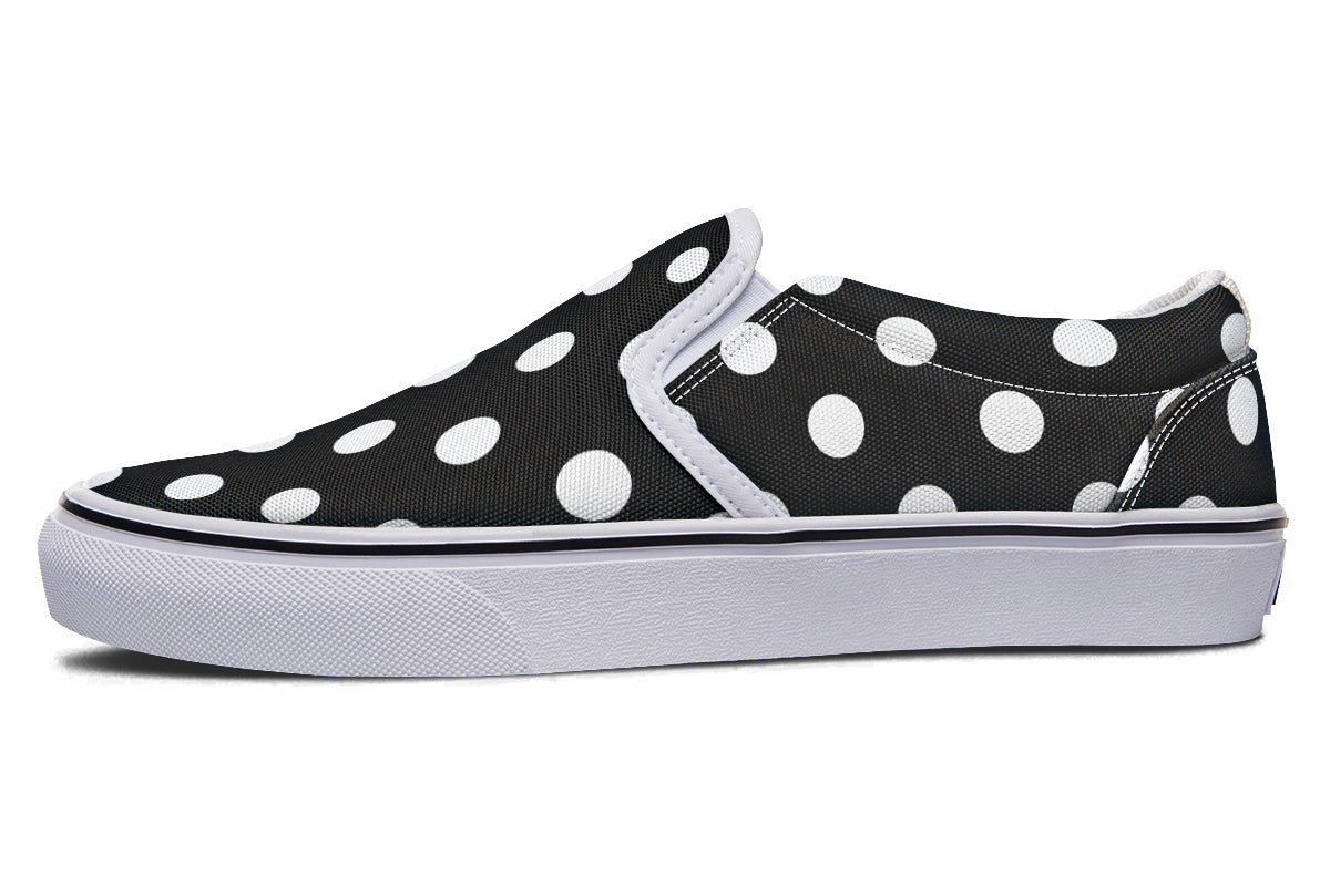 Paint It Black Polka Dot Slip Ons