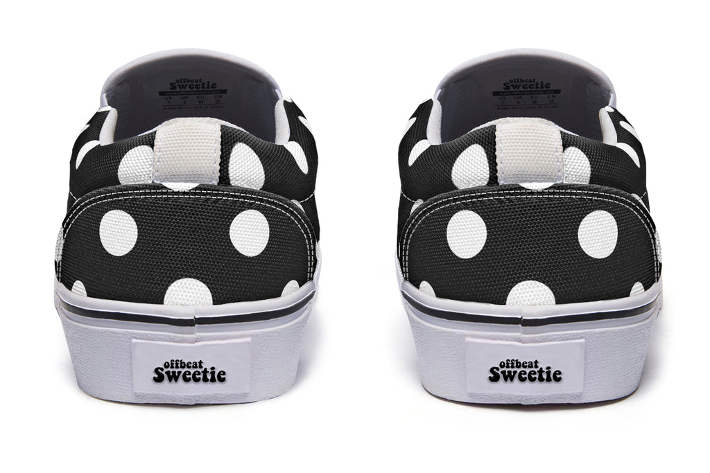 Paint It Black Polka Dot Slip Ons