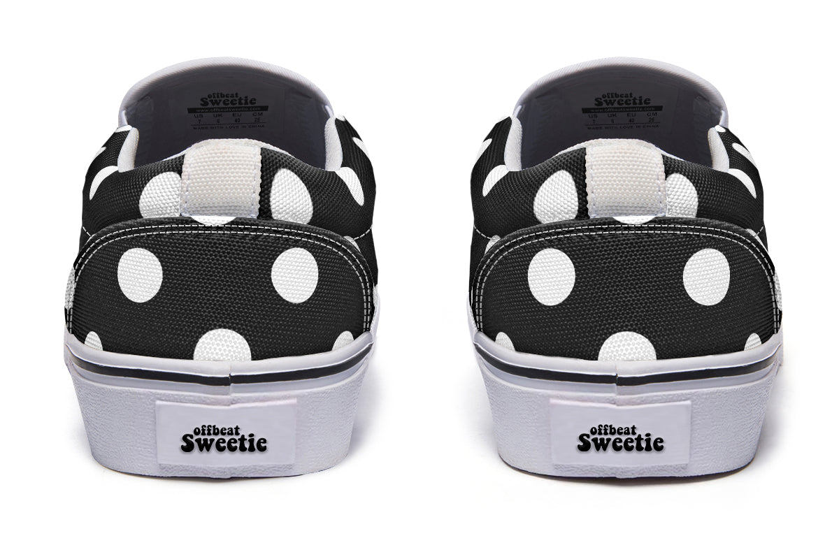 Paint It Black Polka Dot Slip Ons