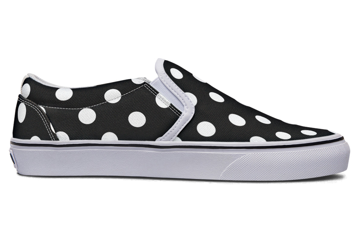 Paint It Black Polka Dot Slip Ons