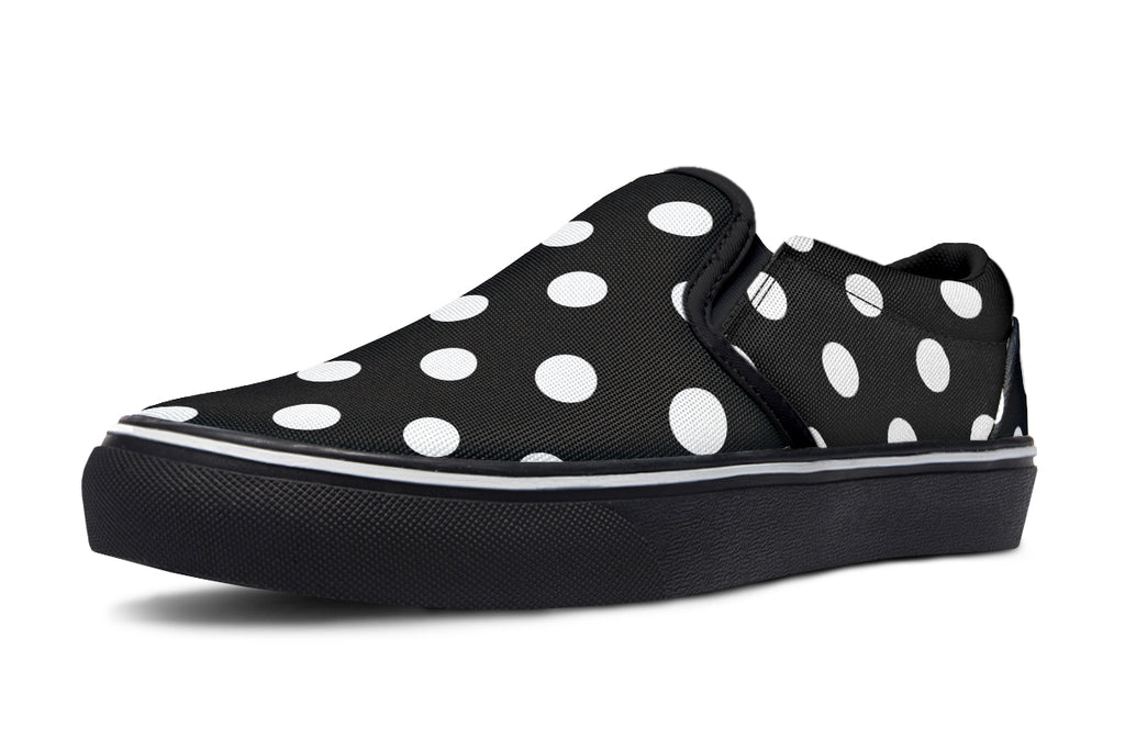Paint It Black Polka Dot Slip Ons